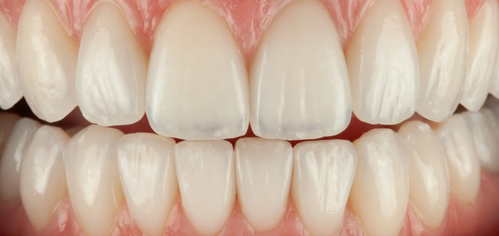 Estetyczne licówki porcelanowe wykonane w SmileClinic - doskonałe rozwiązanie dla pacjentów poszukujących idealnego uśmiechu, charakteryzujące się naturalnym wyglądem, odpowiednią przezieralnością i perfekcyjnym dopasowaniem do kształtu twarzy.